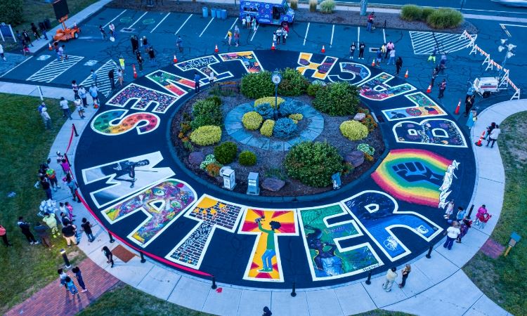 Aerial view of artwork